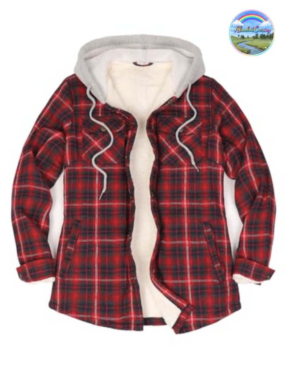Sherpa Lined Hooded Flannel Snap Jacket Women's Shacket